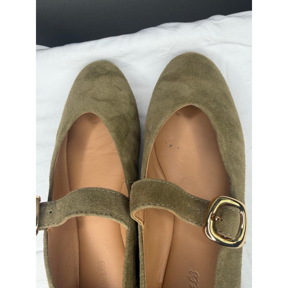 Madewell The Remy Mary Jane Flat in Aged Olive Green Suede Size 8 - Picture 9 of 16